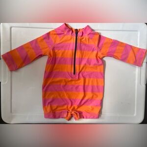 Primary, baby rashguard 3-6 months, orange and pink stripes